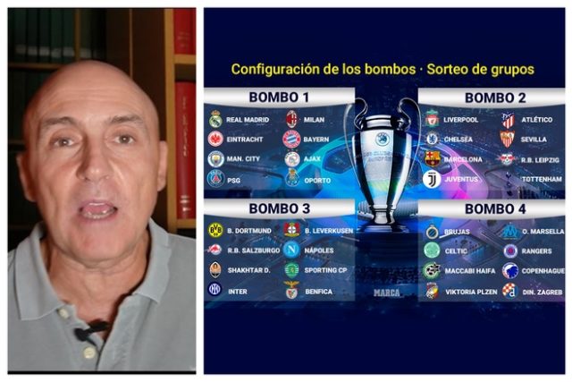 Bombo La tabla de los grupos de los 32 equipos de la Champions League.