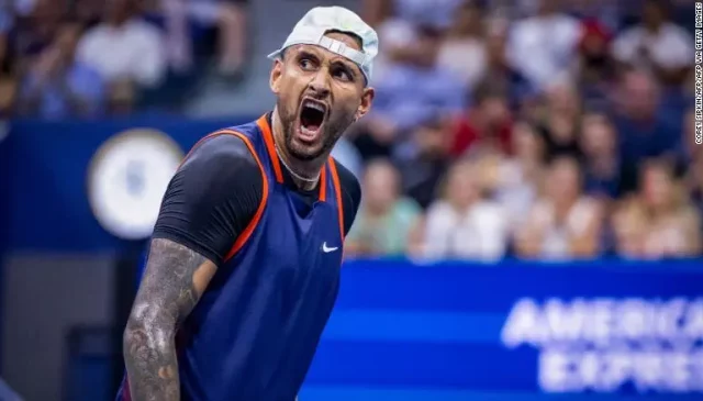 Kyrgios Kyrgios celebra contra Medvedev, su cuarta victoria contra el número 1..