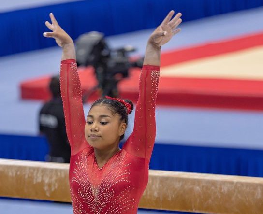 Obtuvo la medalla de plata en la final de salto de gimnasia artística.