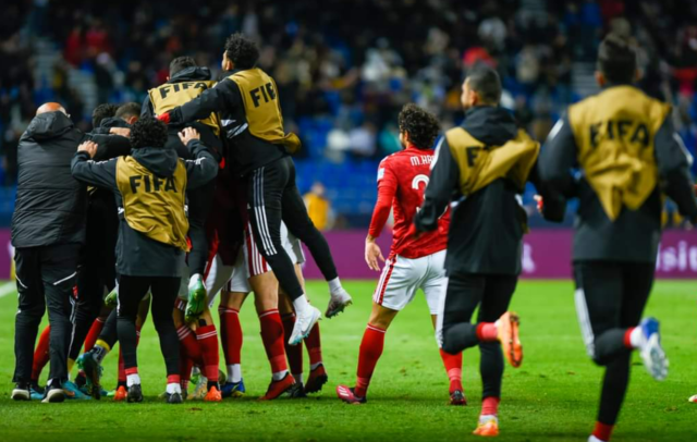 Al Al-Ahly celebrando su triunfo por la mínima ante Seattle Sounders.