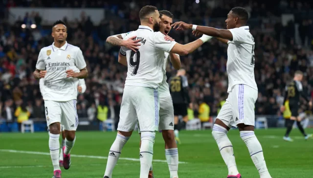 Benzema Karim Benzema, Dani Ceballos y David Alaba celebran.