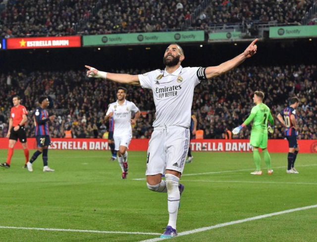 Cat "El Gato" Benzema fue el héroe del partido con "hat-trick" en el Spotify Camp Nou.