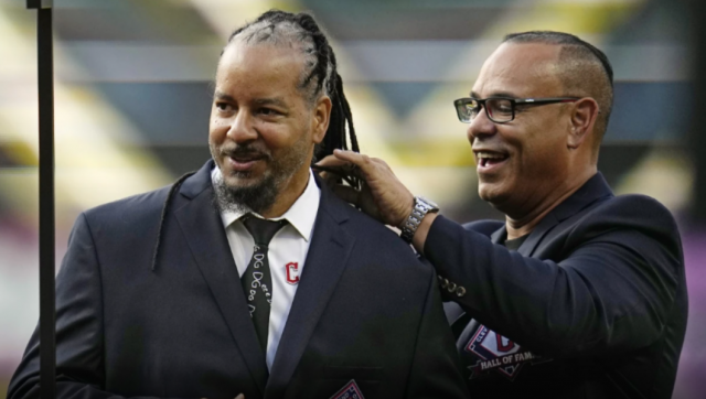 Manny Manny Ramírez entra al Salón de la Fama de los Guardianes de Cleveland.